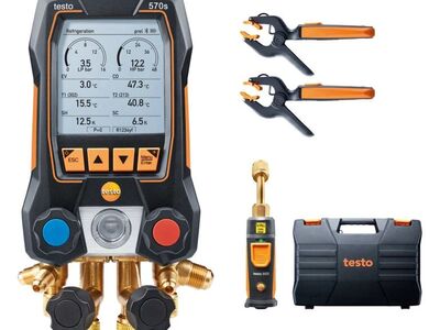 TESTO 570s Smart vacuüm set - Slimme digitale manifold met draadloze vacuüm- en tang-temperatuurvoelers