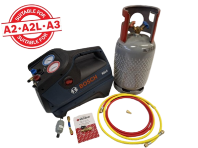 A2 A2L A3 RECOVERY SET met slangen/kraan/cilinder voor regeneratie A2L + A3 BOSCH